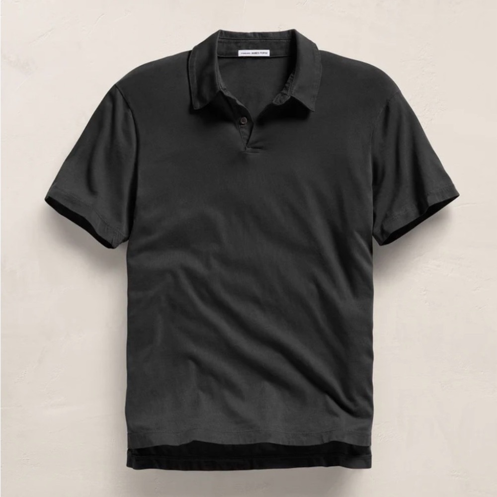 James Perse Sueded Carbon Print Jersey Polo